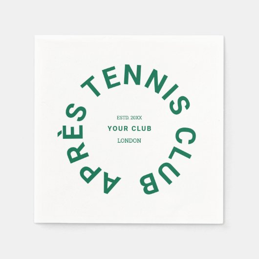 Serviette En Papier Après Tennis Club personnalisé Crest vert (Devant)