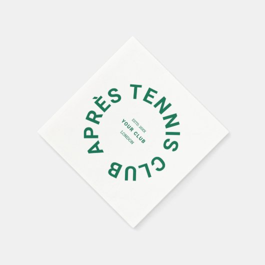 Serviette En Papier Après Tennis Club personnalisé Crest vert (Coin)