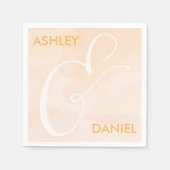 Serviette En Papier Apricot Aquarelle Blush Mariage serviettes, Pêche (Devant)