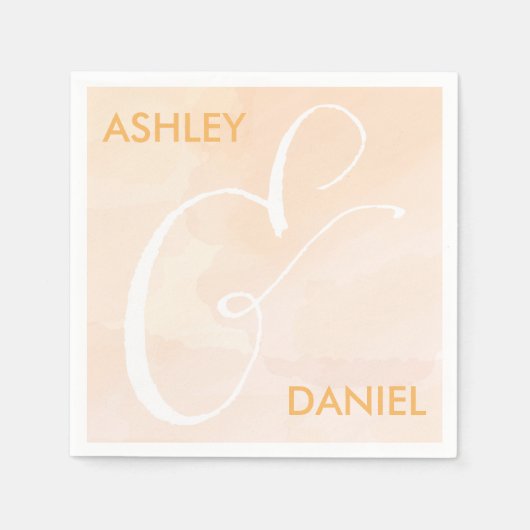 Serviette En Papier Apricot Aquarelle Blush Mariage serviettes, Pêche (Devant)