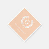 Serviette En Papier Apricot What Blé Laurel Wreath Initial Monogramme (Coin)