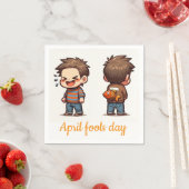 Serviette En Papier April Fools Day Fishing Boys Paper Napkins (En situation)