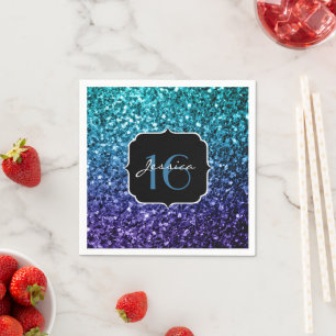 Serviette En Papier Aqua bleu Ombre parties scintillant scintille Swee