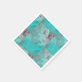 Serviette En Papier Aqua bleu turquoise et gris Abstrait (Coin)