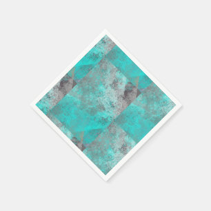 Serviette En Papier Aqua bleu turquoise et gris Abstrait