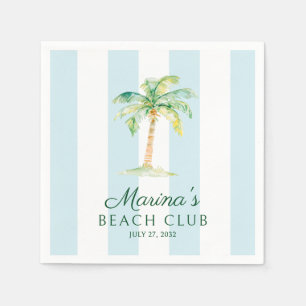 Serviette En Papier Aqua Blue Cabana Stripes Palm Beach Club Anniversa
