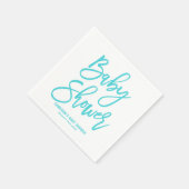 Serviette En Papier Aqua Blue Main Lettré Baby shower serviettes (Coin)