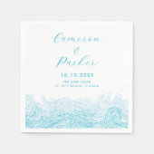 Serviette En Papier Aqua Blue Ocean Waves Beach Wedding (Devant)