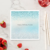 Serviette En Papier Aqua Blue Ombre Glitzy Sparkle Parties scintillant (En situation)