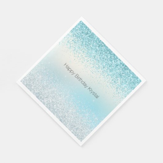 Serviette En Papier Aqua Blue Ombre Glitzy Sparkle Parties scintillant (Coin)
