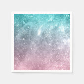 Serviette En Papier Aqua blue Pink ombre mer galaxie abstraite (Devant)