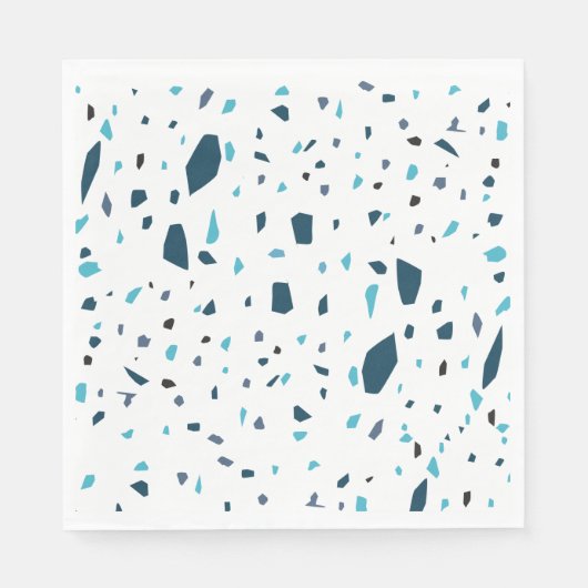 Serviette En Papier Aqua Blue Terrazzo Pièces (Devant)