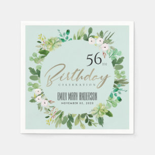 SERVIETTE EN PAPIER AQUA BLUE WREATH FAUNA WATERCOLOR TOUTE ANNÉE