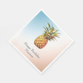 Serviette En Papier Aqua Cream Joyeux ananas tropical (Coin)