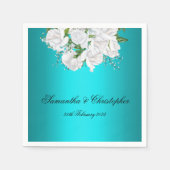 Serviette En Papier Aqua Elegance White Briquet Mariage (Devant)