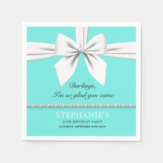 Serviette En Papier Aqua Elegant Fancy Tiffany Anniversaire Vaisselle (Devant)