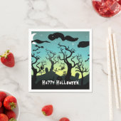 Serviette En Papier Aqua et cimetière jaune hanté Halloween (En situation)