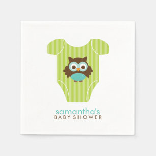 Serviette En Papier Aqua et Green Owl Baby Outfit