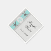 Serviette En Papier Aqua et Grey Band Mariage Napkin (Coin)