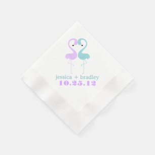 Serviette En Papier Aqua et Lavender Flamants roses Plage Mariage
