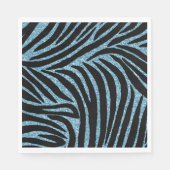 Serviette En Papier Aqua Faux Glitter Zebra Print (Devant)
