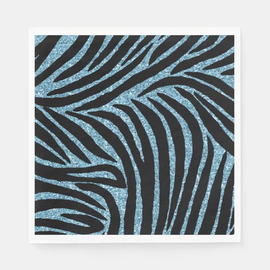 Serviette En Papier Aqua Faux Glitter Zebra Print (Devant)