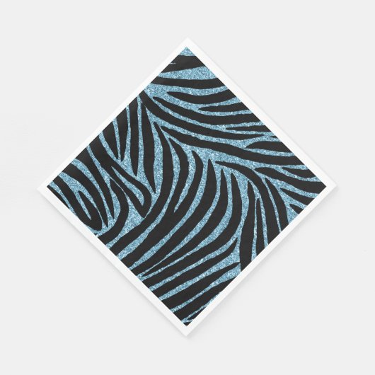Serviette En Papier Aqua Faux Glitter Zebra Print (Coin)