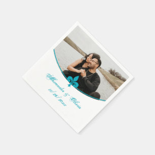Serviette En Papier Aqua Fleur de Lis Mariage photo Napkins