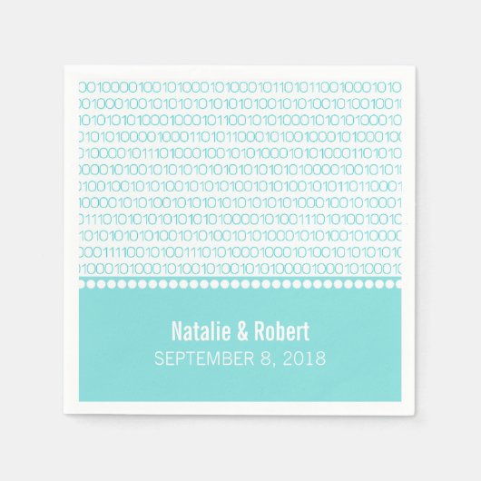 Serviette En Papier Aqua Geek Chic Binary Code Papier (Devant)
