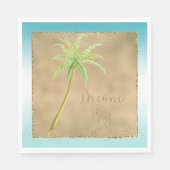 Serviette En Papier Aqua Gold Glitz Parties scintillant Tropical Palm  (Devant)