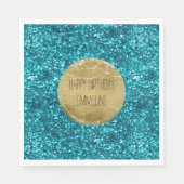 Serviette En Papier Aqua Gold Glitzy Parties scintillant (inspirée de  (Devant)