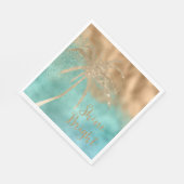 Serviette En Papier Aqua Gold Palm Tree Parties scintillant brillante (Coin)
