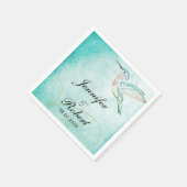 Serviette En Papier Aqua Hummingbird Mariage d'aquarelle Napkin (Coin)