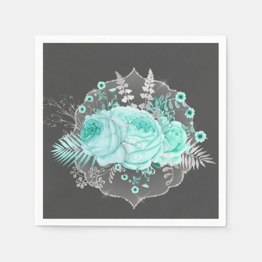 Serviette En Papier Aqua Imaginaire Floral (Devant)