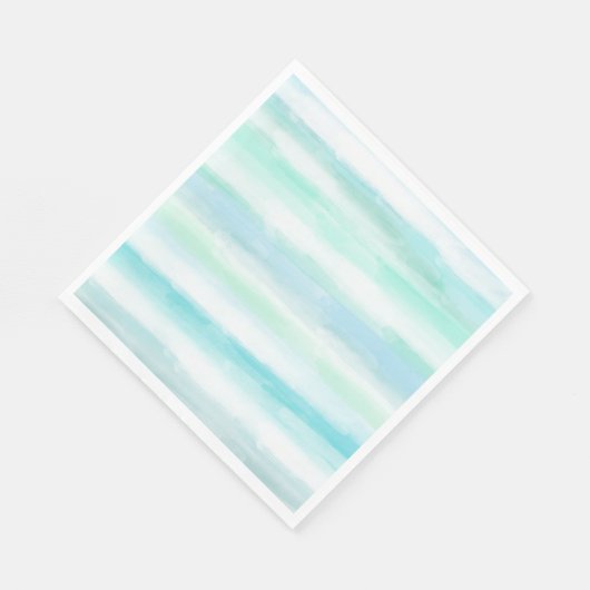 Serviette En Papier Aqua Mint Bleu Aquarelle Blancs (Coin)