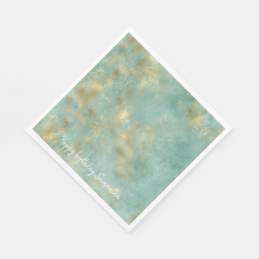 Serviette En Papier Aqua Mint Gold Abstrait (Coin)