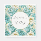Serviette En Papier Aqua Mint White Floral Mariage (Devant)