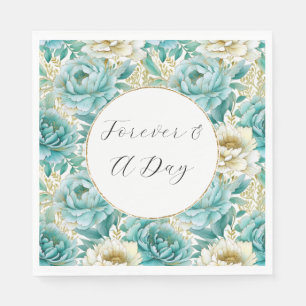 Serviette En Papier Aqua Mint White Floral Mariage