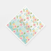 Serviette En Papier Aqua Ombre rose jaune floral (Coin)