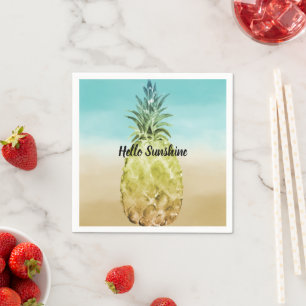 Serviette En Papier Aqua or aquarelle tropicale ombre ananas