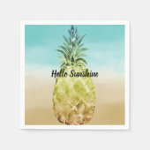 Serviette En Papier Aqua or aquarelle tropicale ombre ananas (Devant)