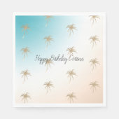 Serviette En Papier Aqua Peach Gold Palm Tree Tropical (Devant)