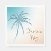 Serviette En Papier Aqua Peach White Palm Tree Gold Dream (Devant)