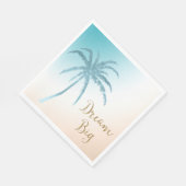 Serviette En Papier Aqua Peach White Palm Tree Gold Dream (Coin)