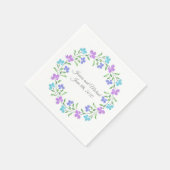 Serviette En Papier Aqua, Périwinkel, Aquarelle violette, Courbe Flora (Coin)