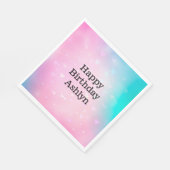 Serviette En Papier Aqua Pink Bokeh Hearts Anniversaire (Coin)