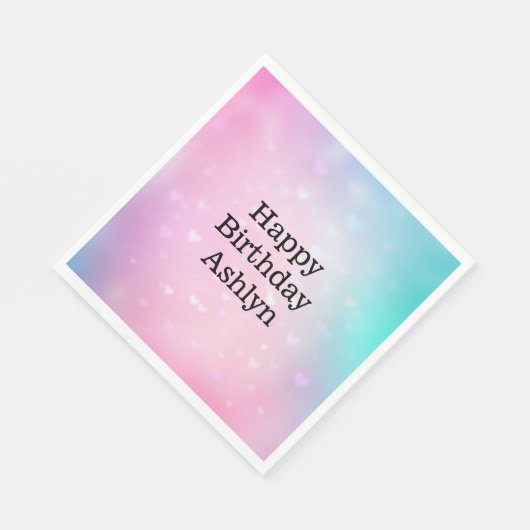 Serviette En Papier Aqua Pink Bokeh Hearts Anniversaire (Coin)