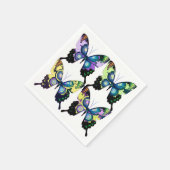 Serviette En Papier Aqua, Rose et Jaune - Élégants papillons (Coin)