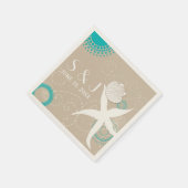 Serviette En Papier Aqua Tan White Beach Wedding (Coin)