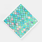 Serviette En Papier Aqua Turquoise bleu aquarelle Mermaid Scales Motif (Coin)